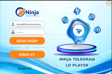 Giao diện đăng nhập phần mềm Ninja telegram