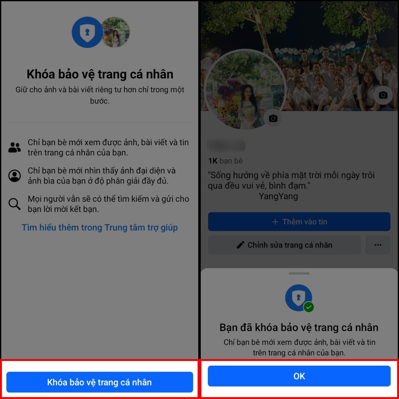 Cách kích hoạt khóa bảo vệ trang cá nhân facebook trên iphone