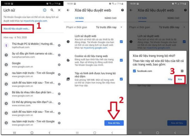 Tiến hành xóa dữ liệu web trên trình duyệt Chrome