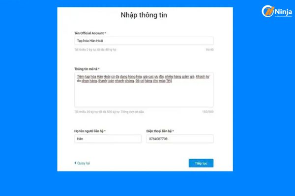 Hướng dẫn tạo Zalo Shop